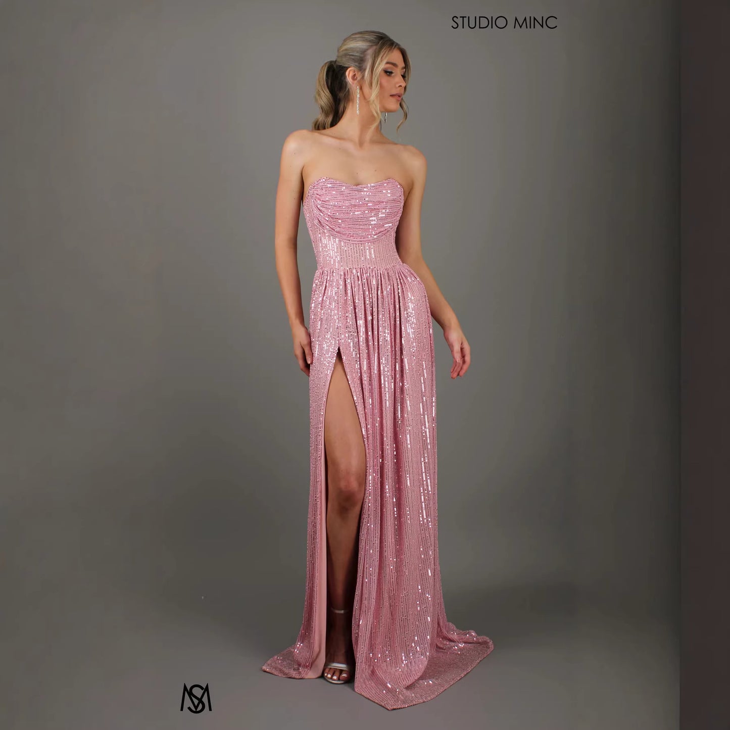 Sequin Maxi Ball Gown Prom Dress Slit Dress