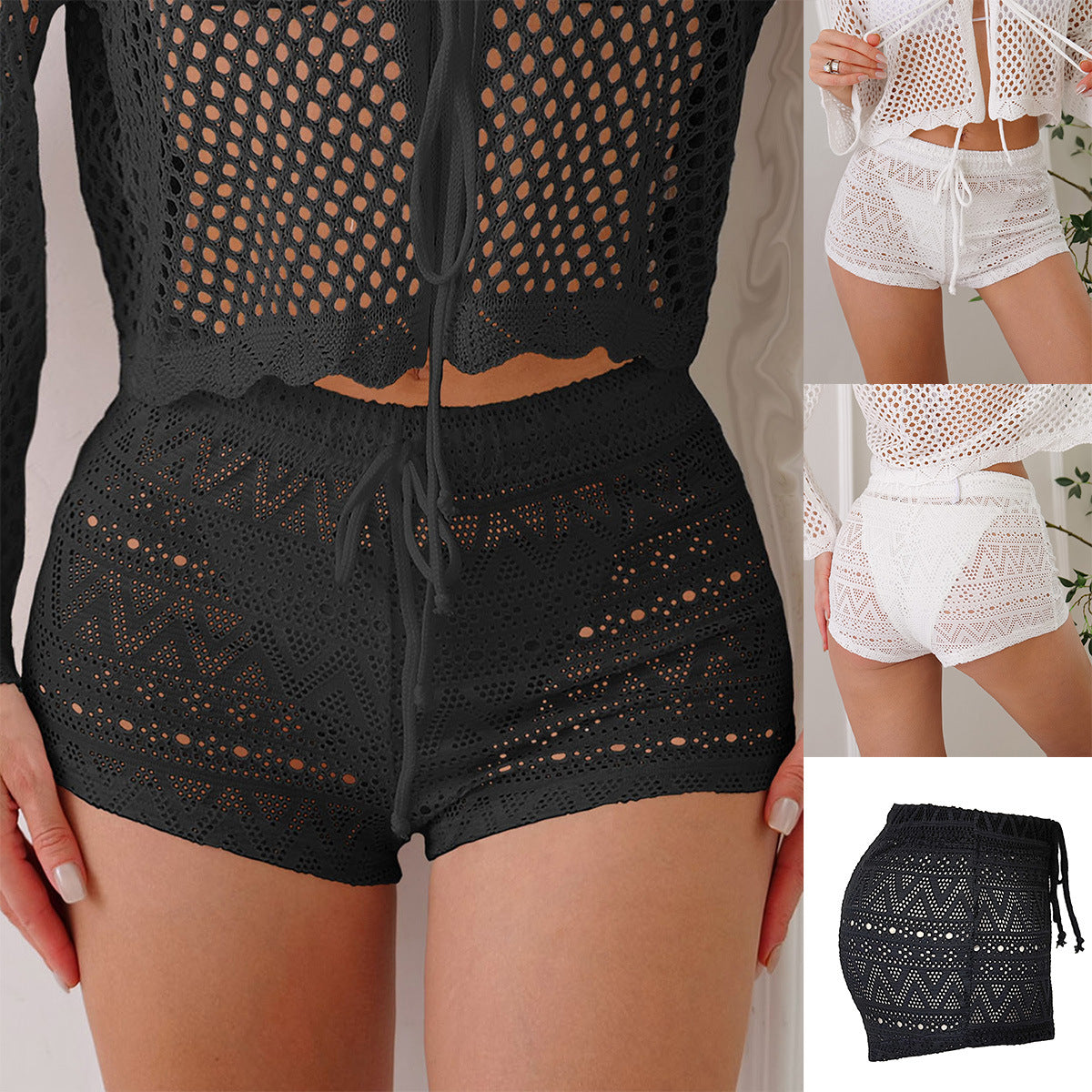 Sexy Hollow-Out Lace Bandage Hot Pants Beach Shorts