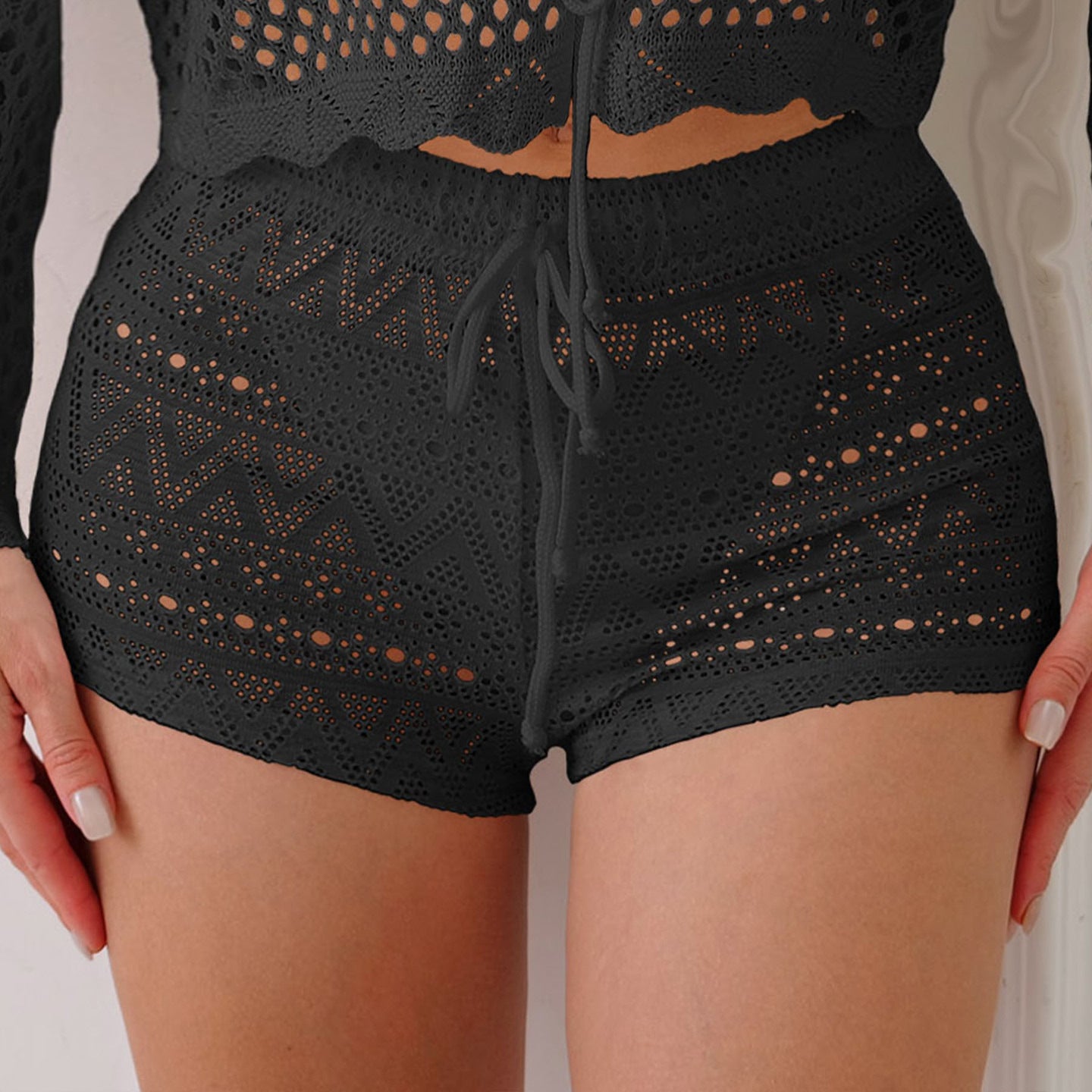 Sexy Hollow-Out Lace Bandage Hot Pants Beach Shorts